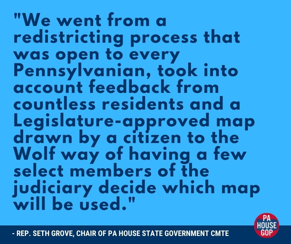 Grove: Wolf Denies Pennsylvanians a Voice by Vetoing Citizen-Drawn Congressional Map